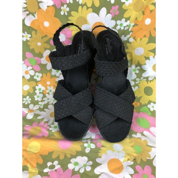 sz 10 black ankle strap platform sandals - Picture 2 of 6